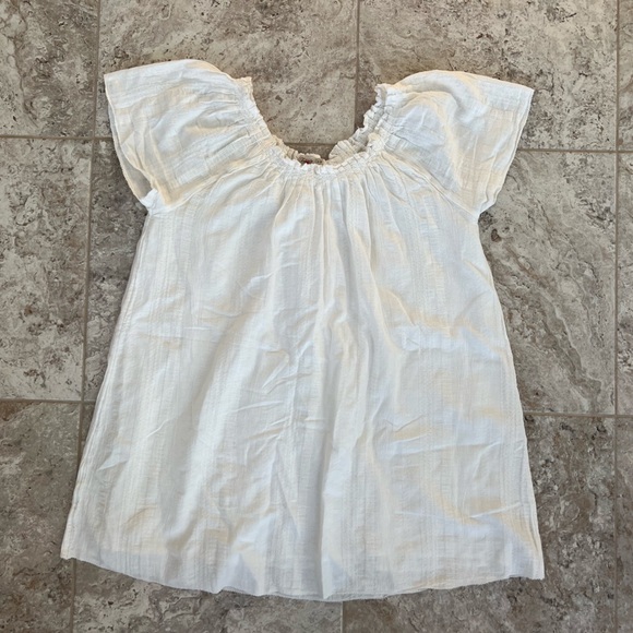 Faherty Annabelle Dress Short Sleeved Cotton Dress Texture Neckline in White, XL - Picture 11 of 12